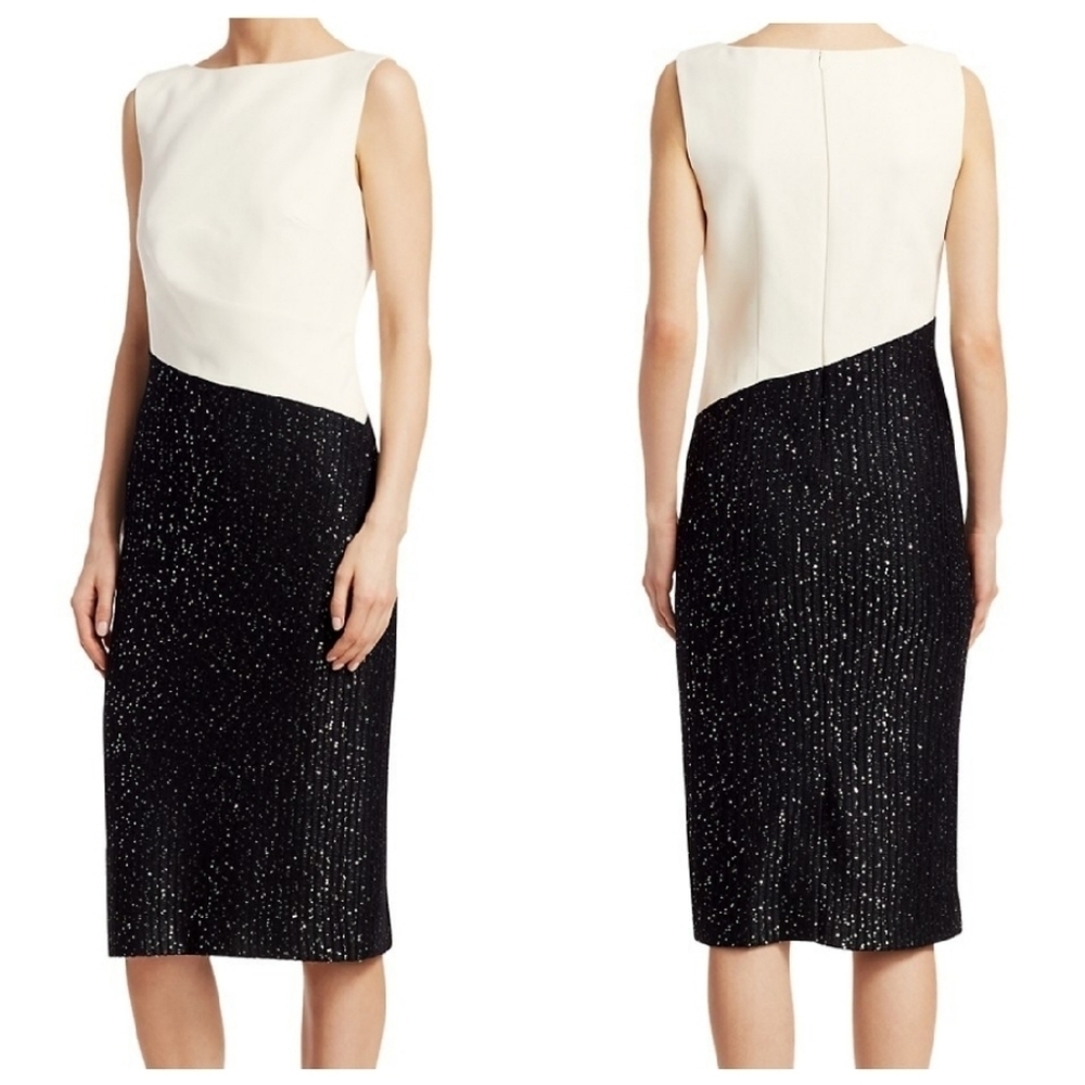 NWT St John 12 Colorblock Tuxedo Cocktail Dress - Picture 1 of 11